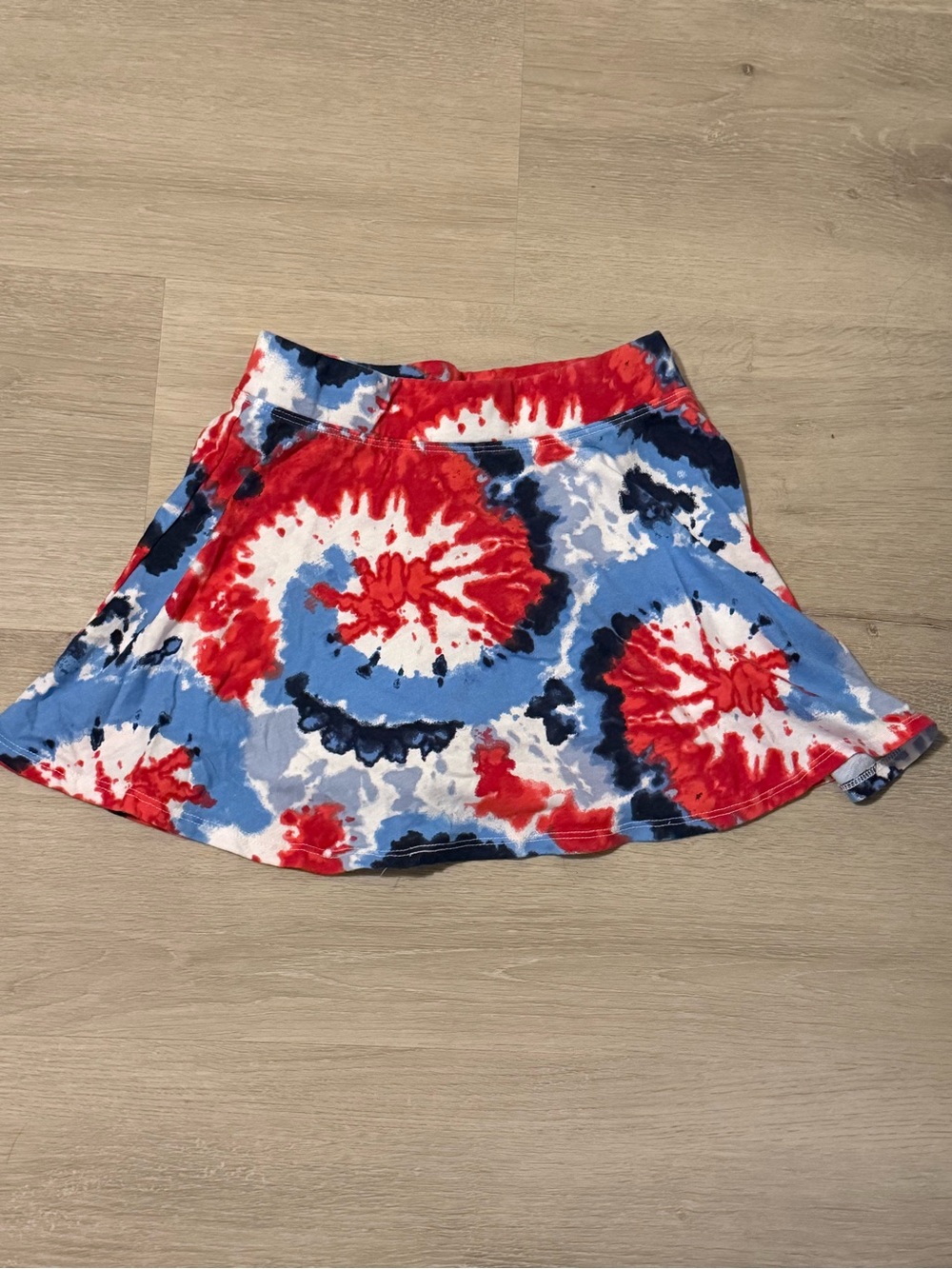 Red white & Blue Tie-Dye Flared Skort